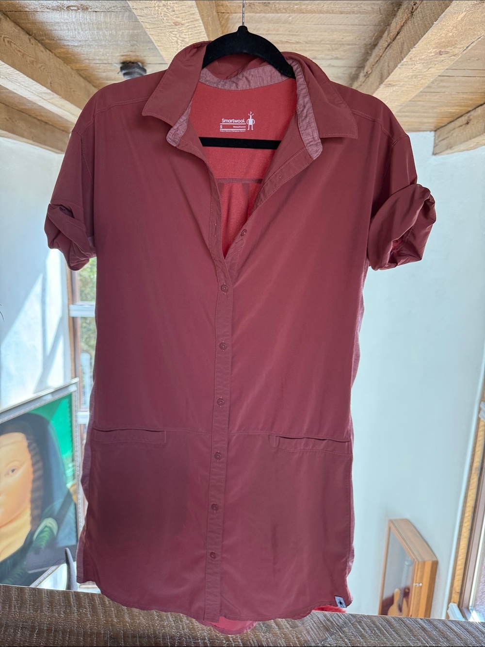 Smartwool Women's Rose-Mauve Short Sleeve Button Front Tunic